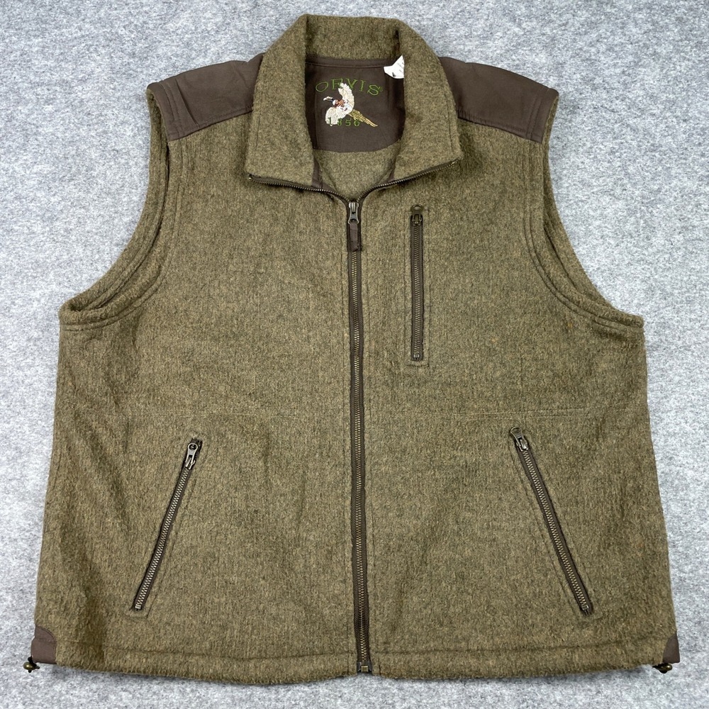 Orvis Vest Mens XL Green Full Zip Fleece Shooting Hunting Field 6P730154